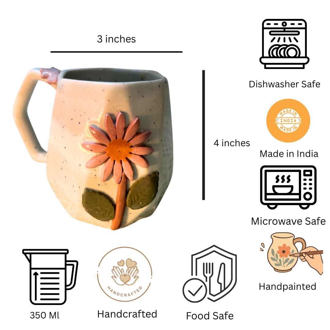 Creamy White Ceramic Coffee Cup-Mug Set of 2