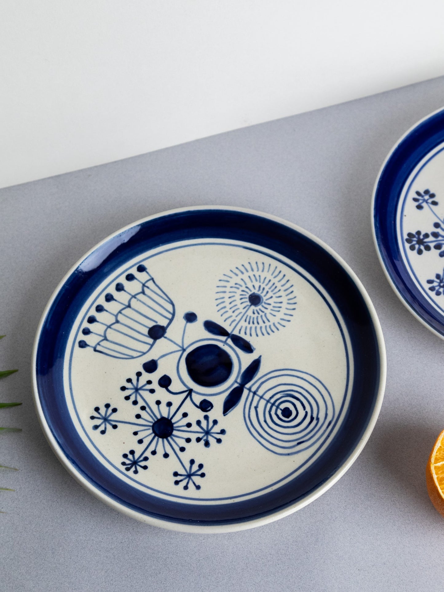 Indigo Bloom Artisan Quarter Plate