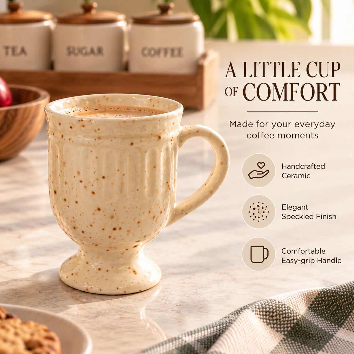 Ivory Speckled Trophy Mugs set of 2