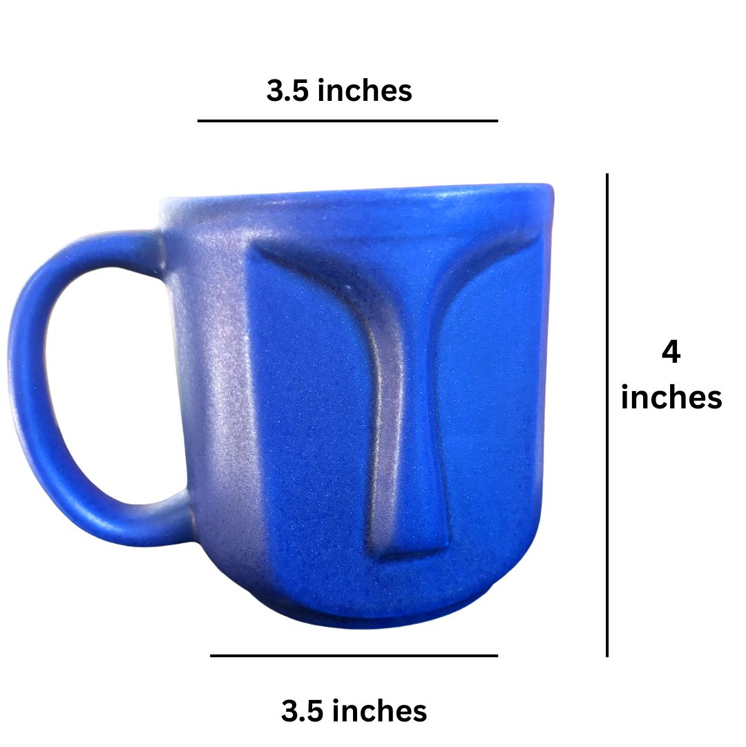 Face Shaped Ceramic Coffee Mug - Royal Blue