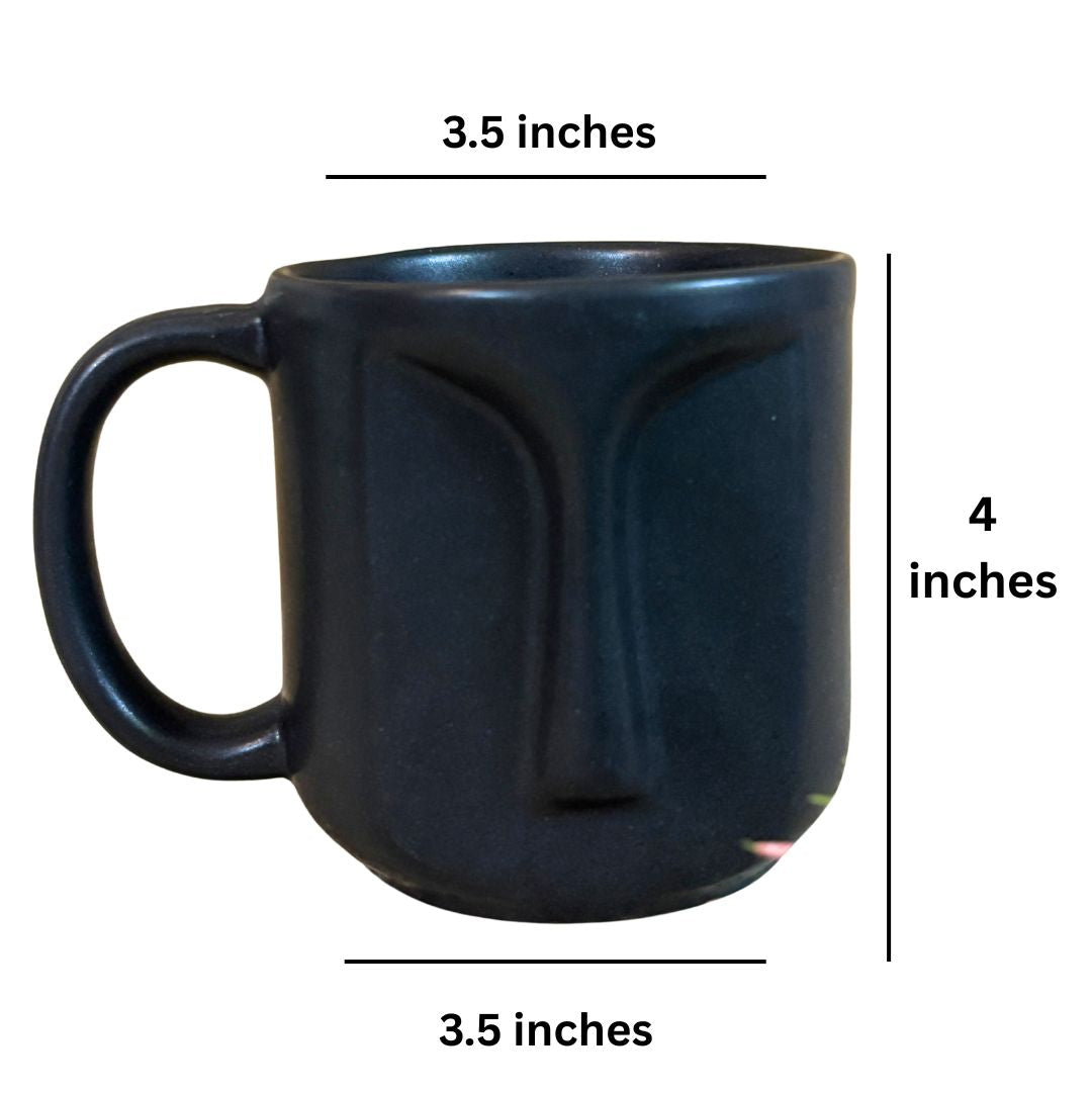 Face Shaped Coffee Mug | Black Ceramic Coffee Mug