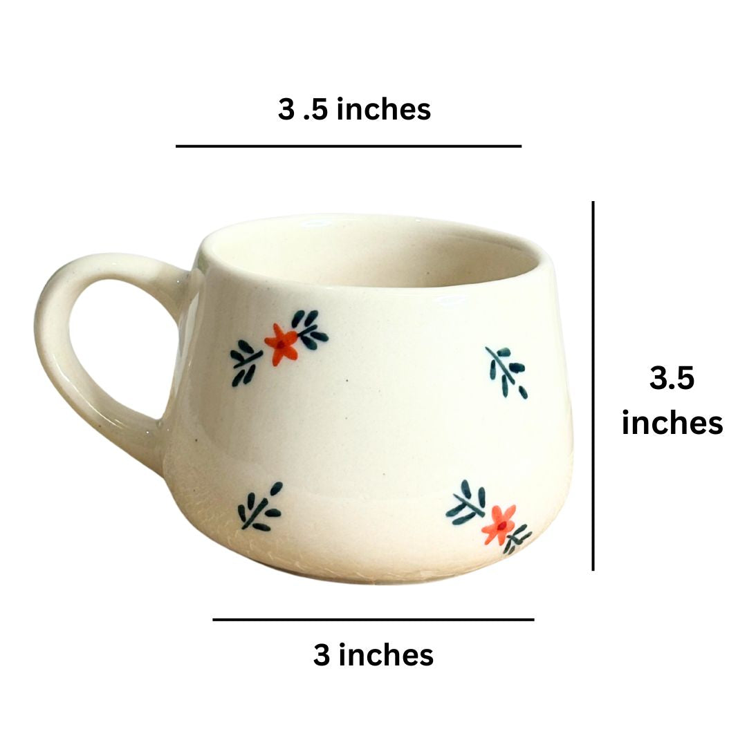 Motif Coffee Mug - Ceramic White Set of 2