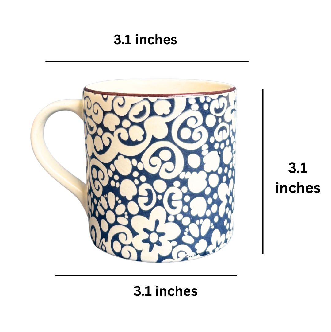 Timeless Decal Ceramic Coffee Mug Set (2 Mugs & 1 Tray)