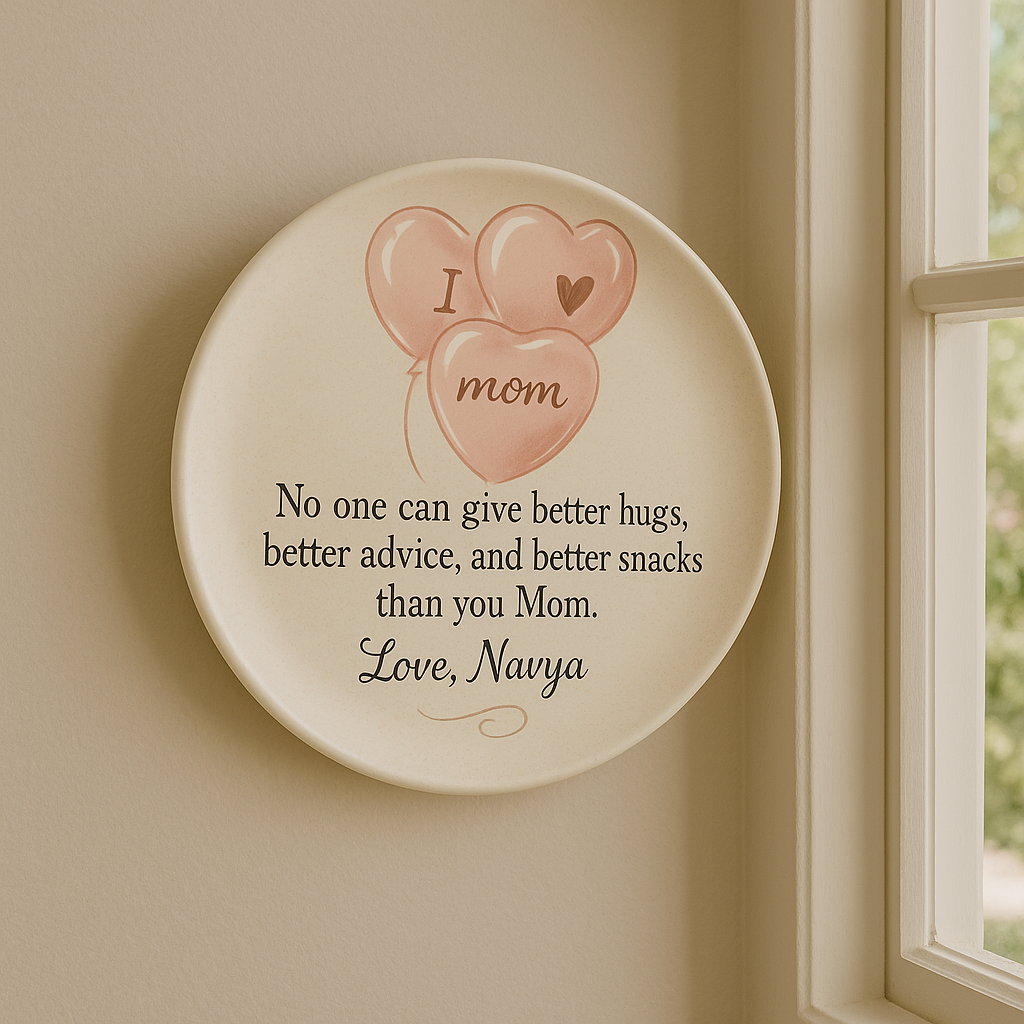 Heartfelt Love Quote to Mom – Customizable Ceramic Wall Plate Gift