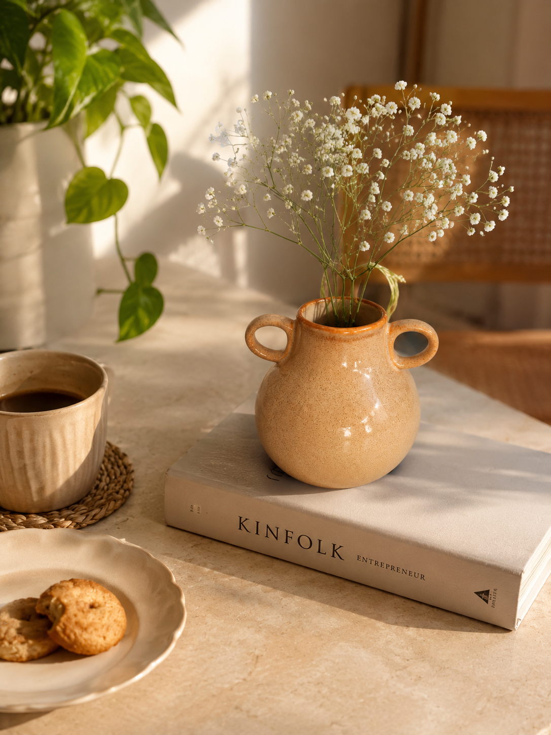 Oat Beige Ceramic Decorative Vase