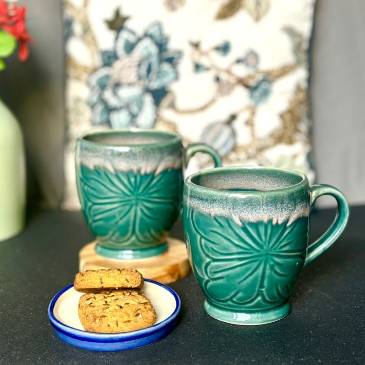 Ocean Bloom Green Ceramic Mug