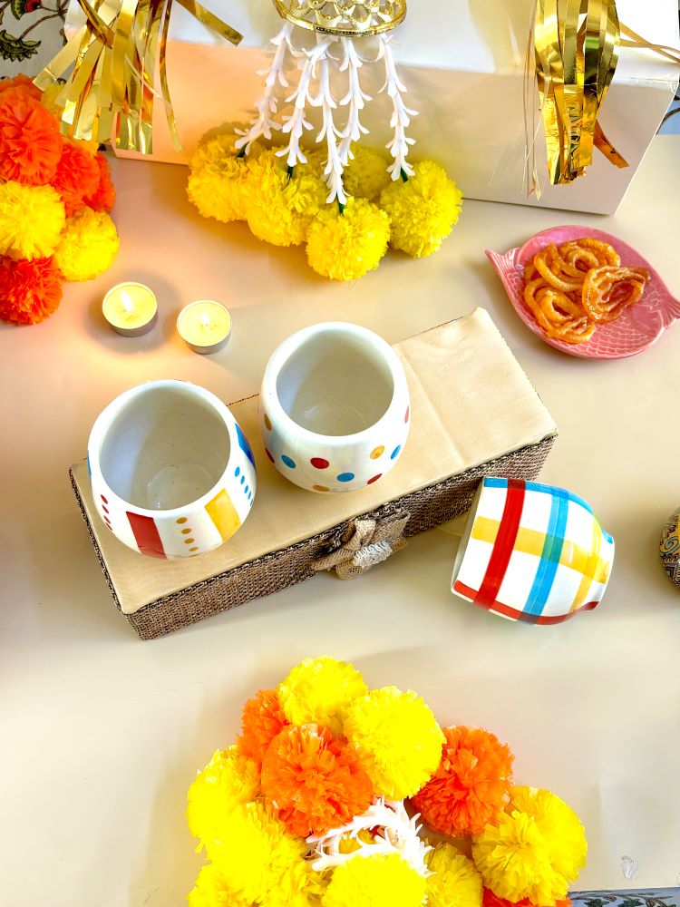 Bella Glow Handprinted Ceramic Coffee-Tea Tumbler (Kullhad) Set of 3