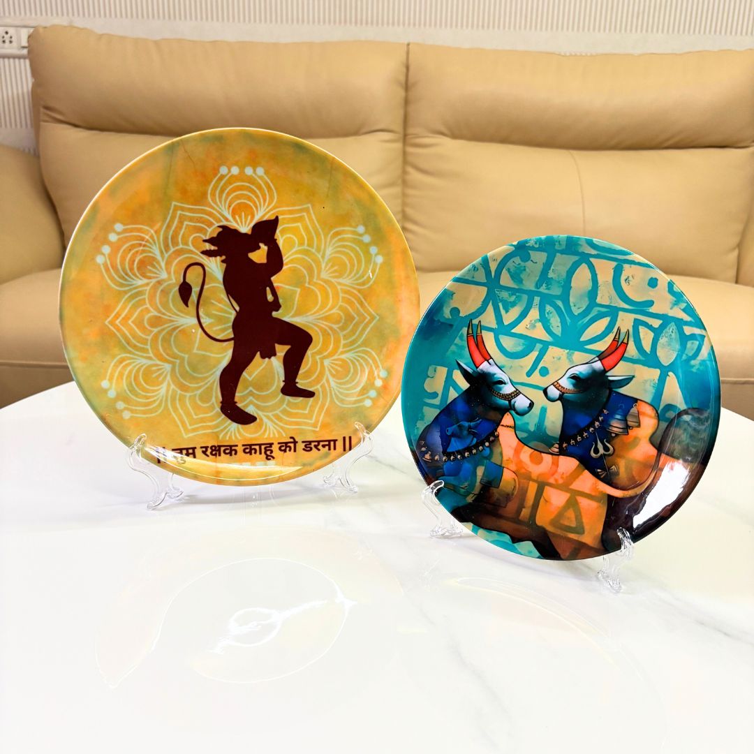 Hand-Painted Traditional Cow Ceramic Wall Plate | Decorative Plate