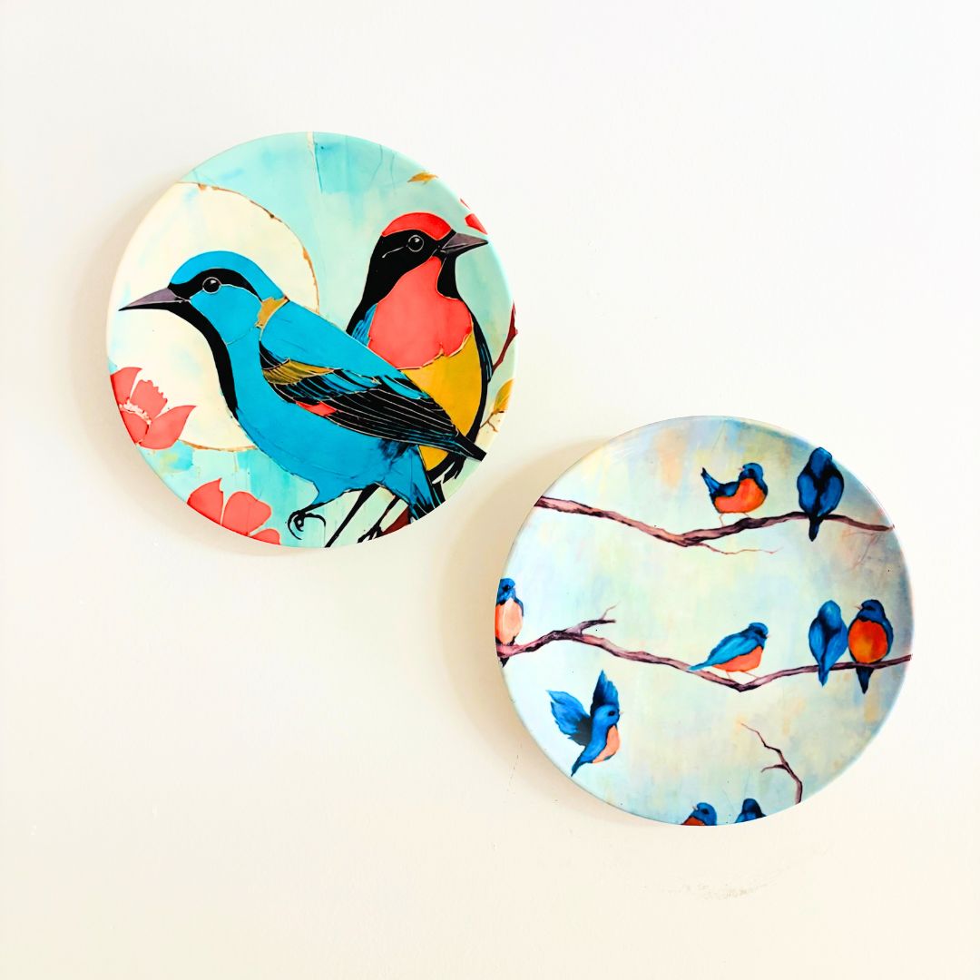 Hand-Painted Sparrow Bird Wall Plate | Decorative Plate