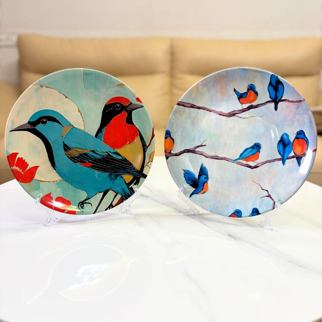 Hand-Painted Sparrow Bird Wall Plate | Decorative Plate