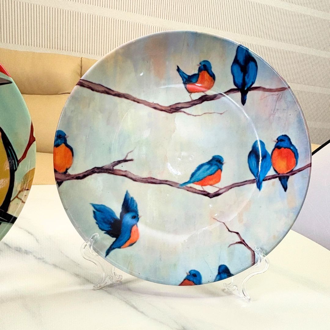 Hand-Painted Sparrow Bird Wall Plate | Decorative Plate