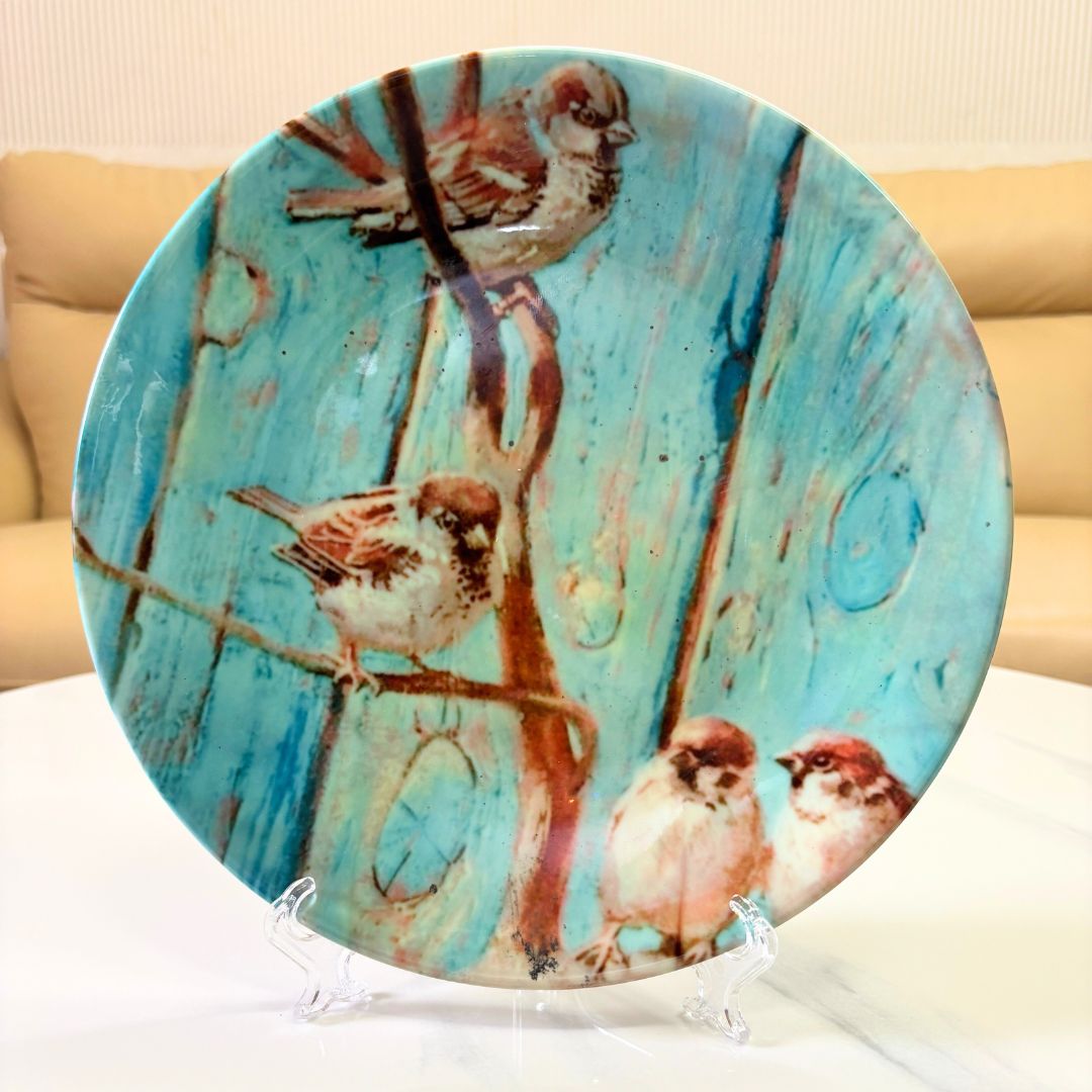Sparrow Bird Wall Plate – Handmade Ceramic Decorative Plates