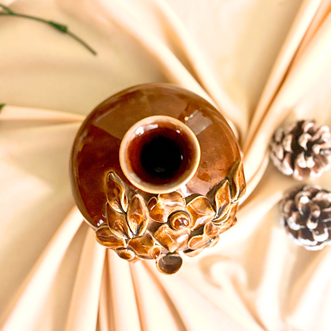 Brown Glow Bud Ceramic Vase – Handcrafted Home Decor