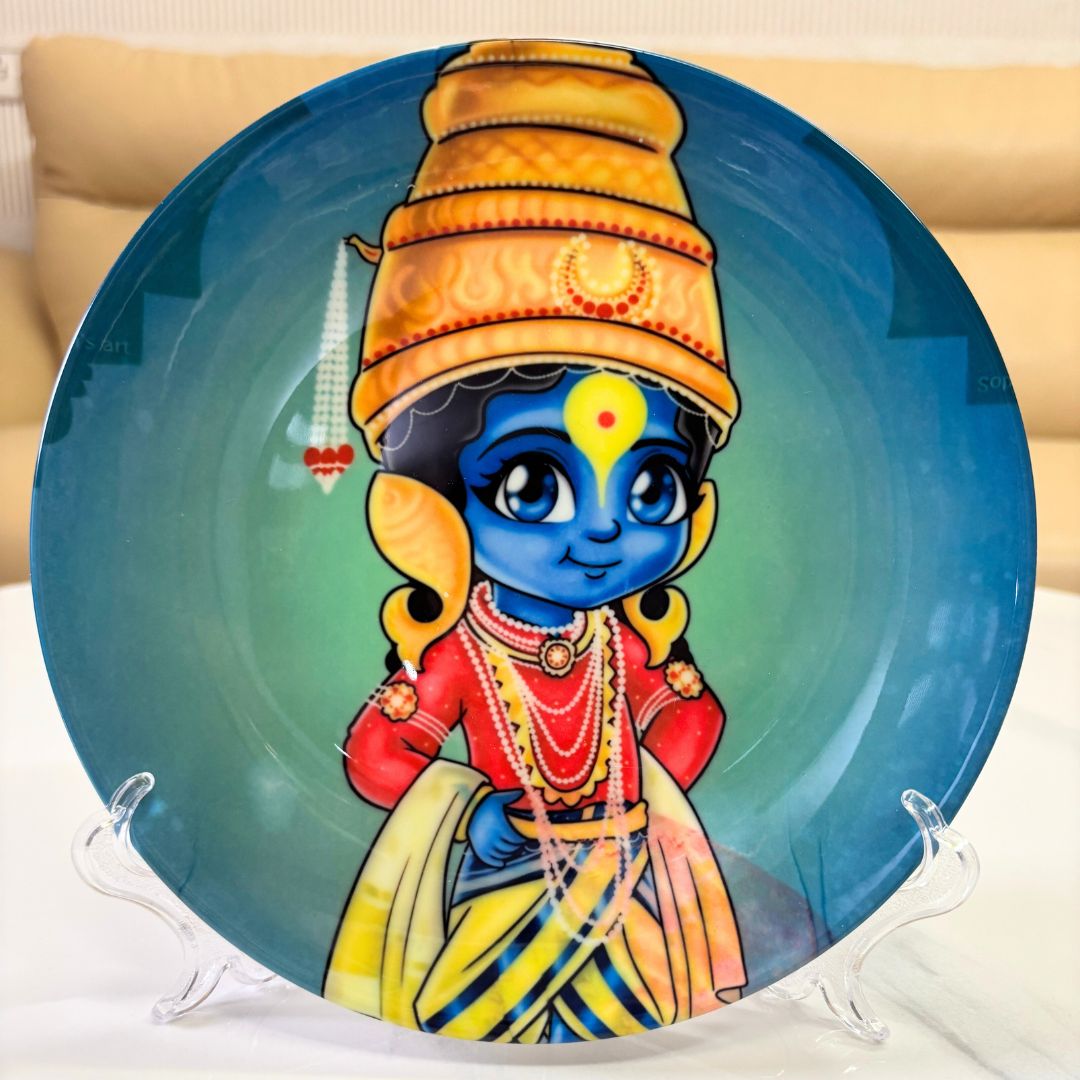 Hand-Painted Divine Vitthal Wall Plate Set of 2