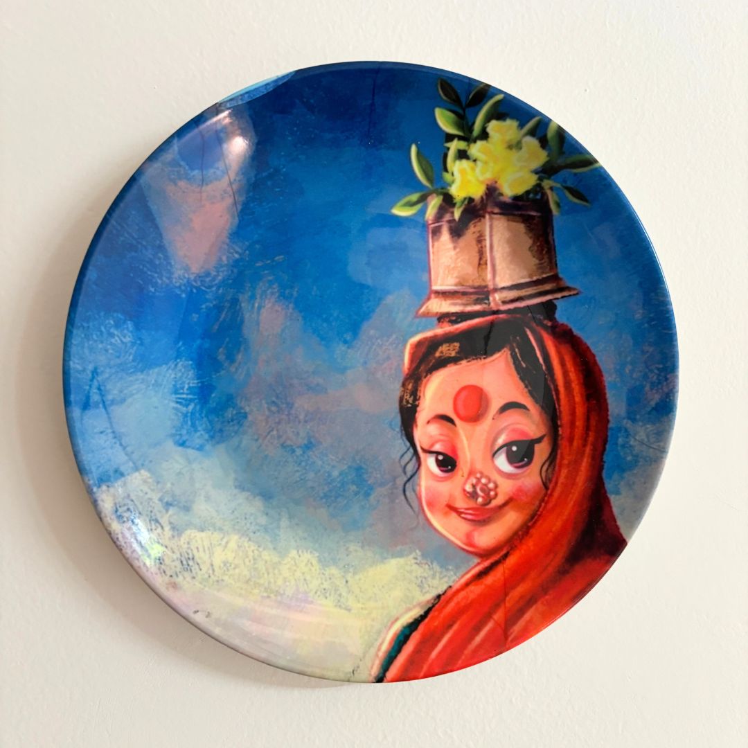 Hand-Painted Divine Vitthal Wall Plate Set of 2