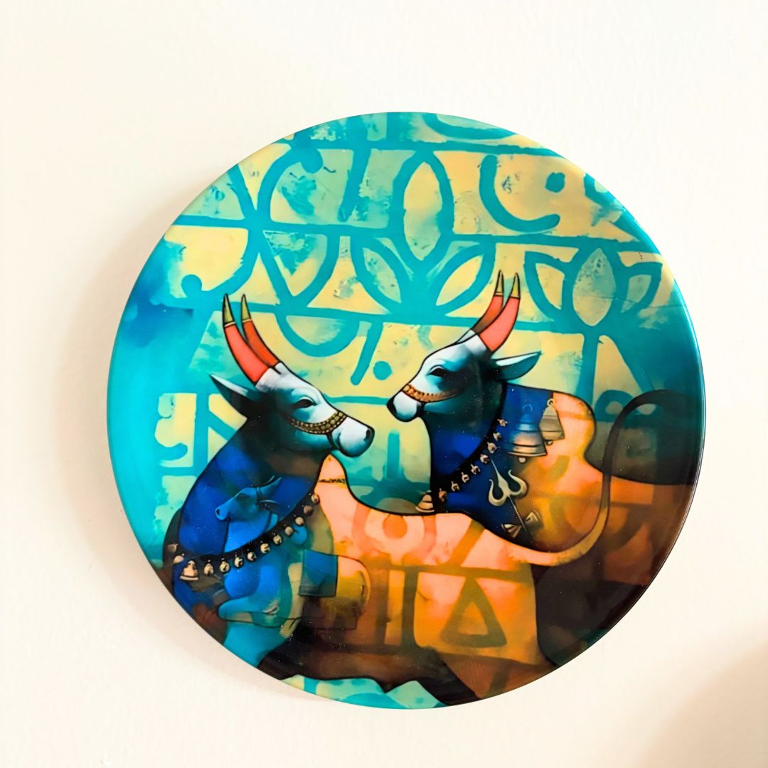 Hand-Painted Traditional Cow Ceramic Wall Plate | Decorative Plate