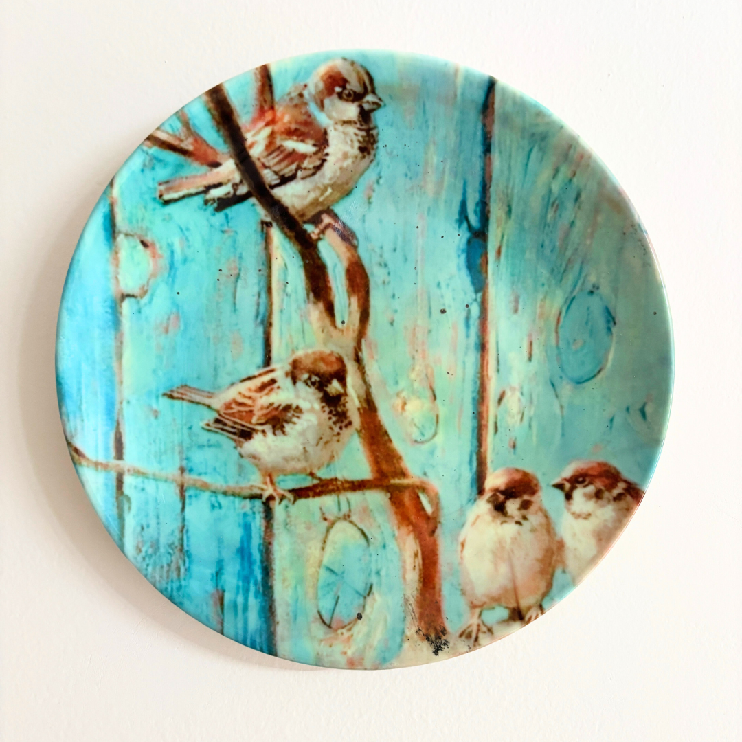 Sparrow Bird Wall Plate – Handmade Ceramic Decorative Plates