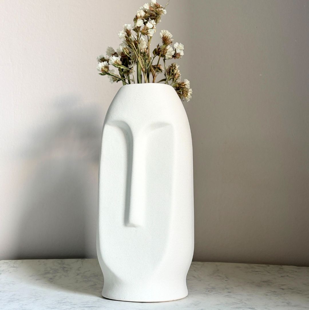 Peter Ceramic Face Vase – Small White Vase