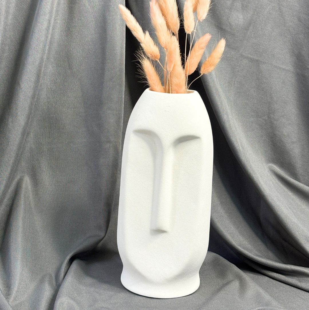 Peter Ceramic Face Vase – Small White Vase