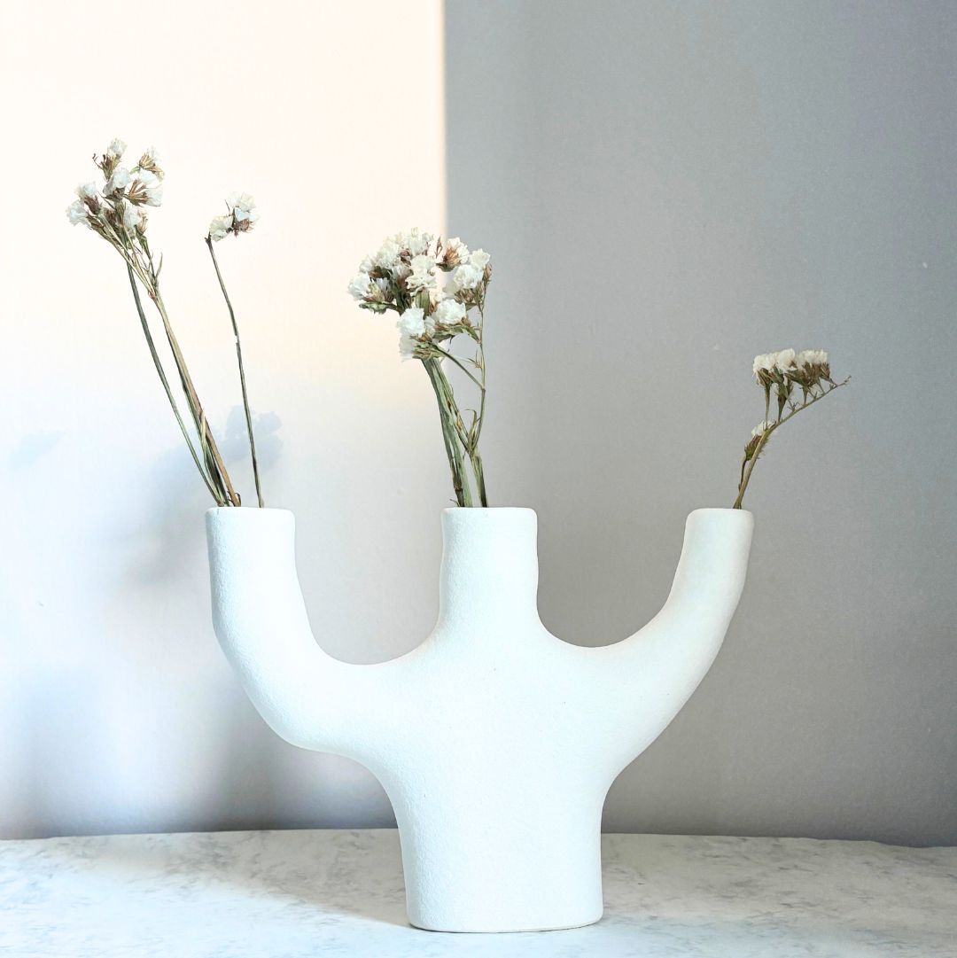 Hydra White Candle Holder Vase