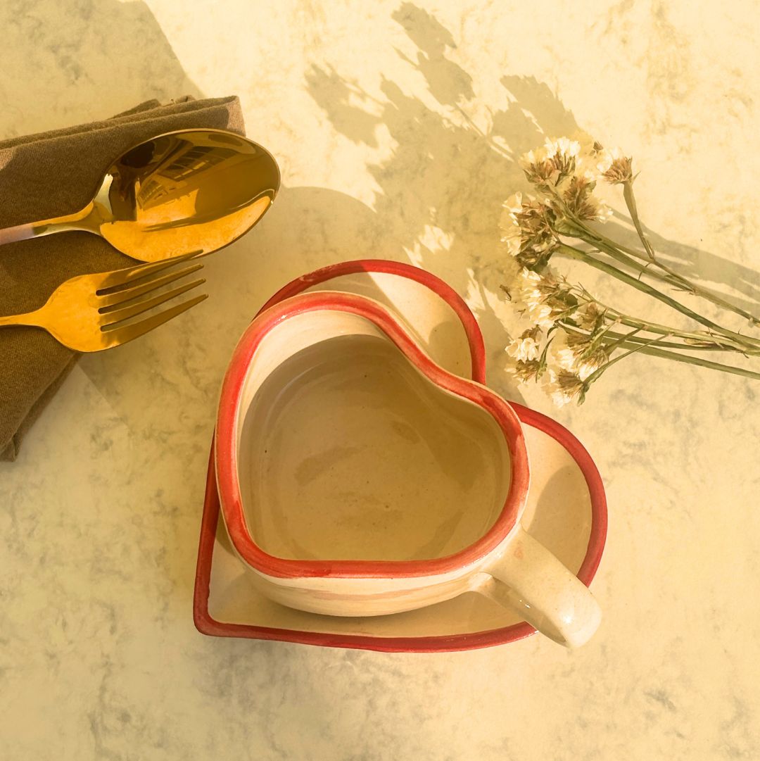I Heart U Ceramic Coffee Mug with Saucer