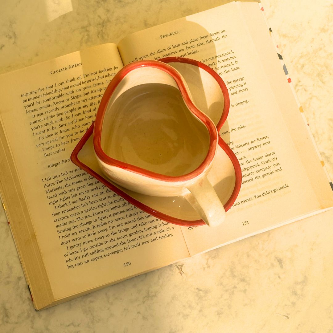 I Heart U Ceramic Coffee Mug with Saucer