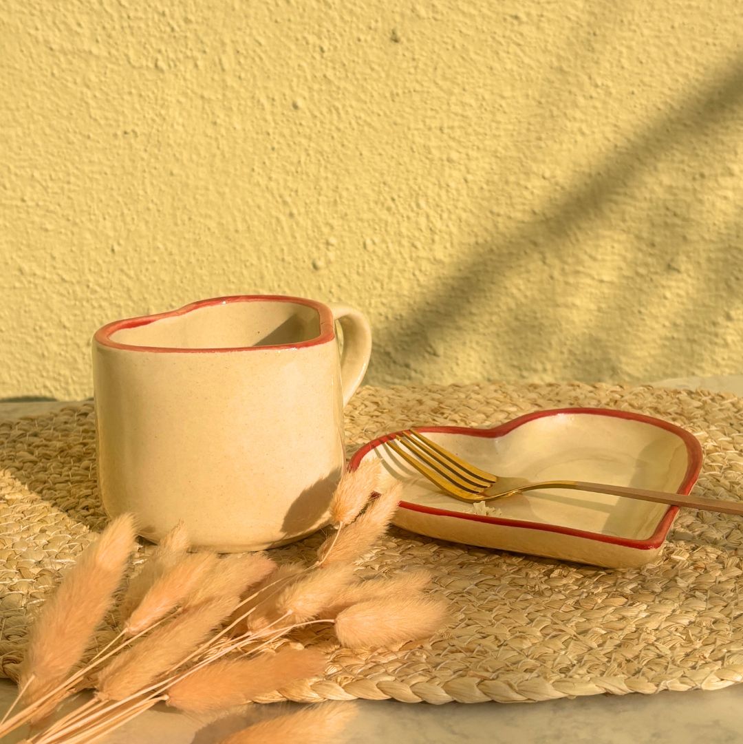 I Heart U Ceramic Coffee Mug with Saucer