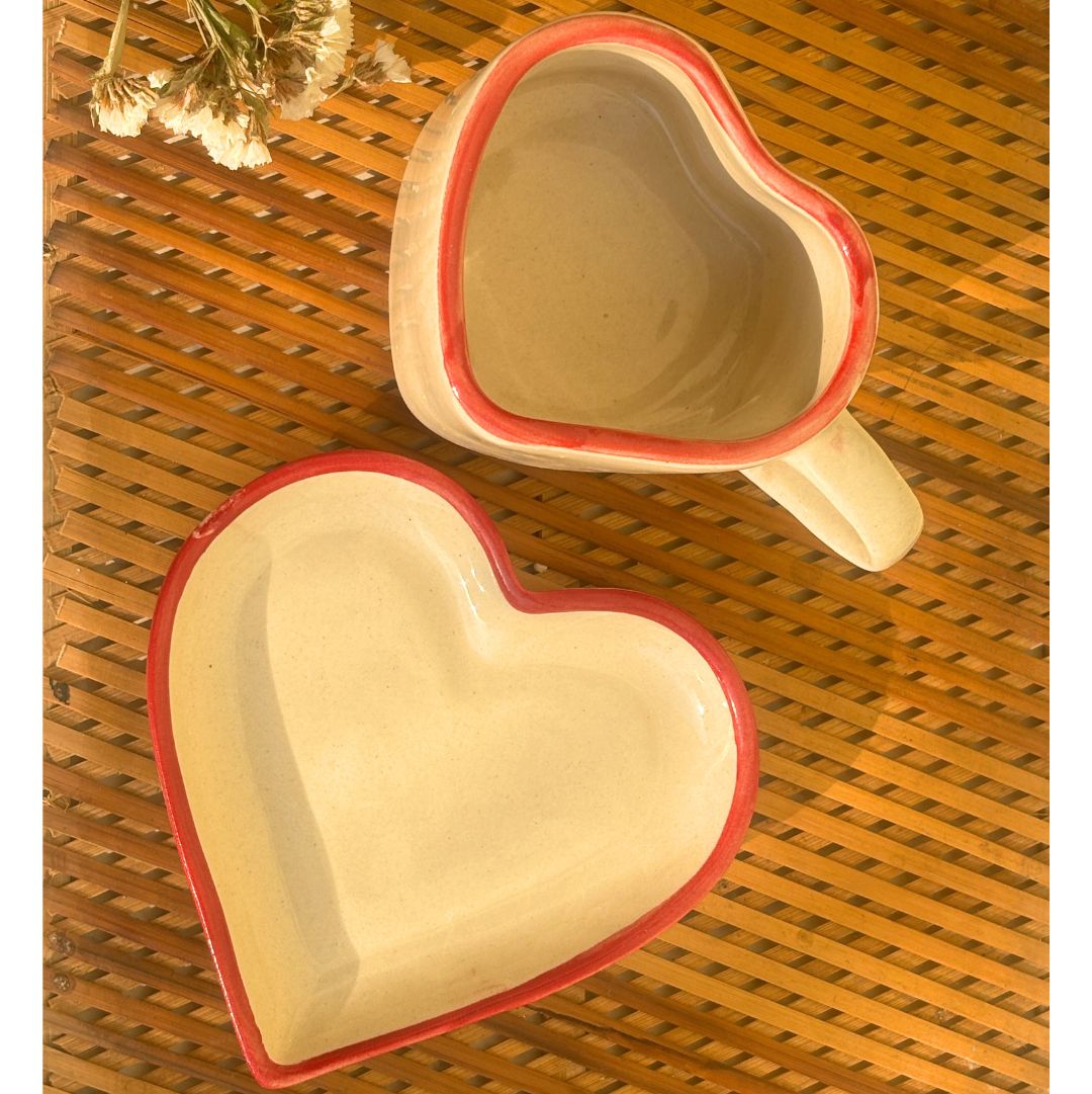 I Heart U Ceramic Coffee Mug with Saucer