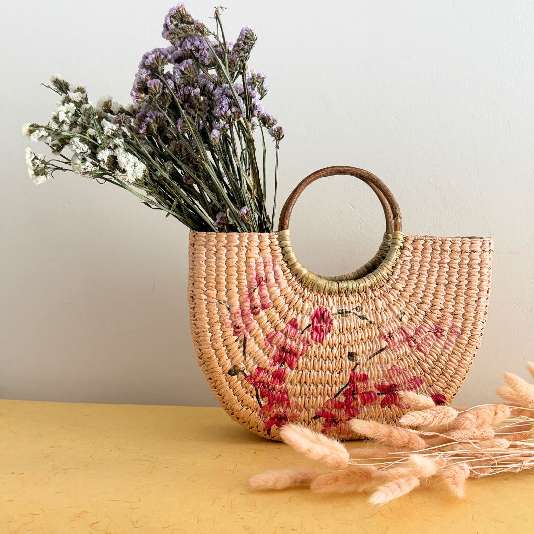Champagne Peach Kauna Bag - Nagaland Natural Grass