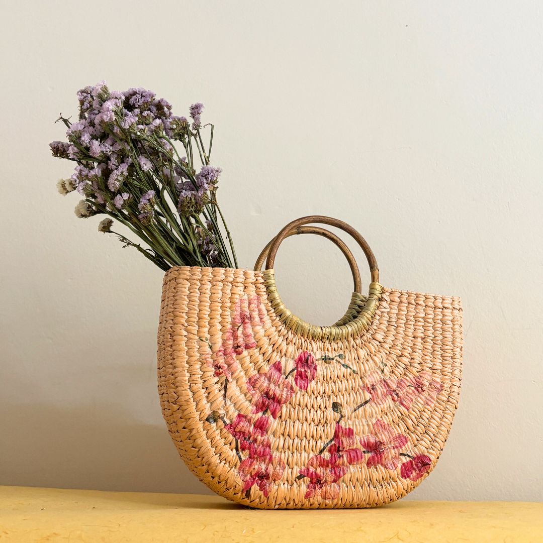Champagne Peach Kauna Bag - Nagaland Natural Grass