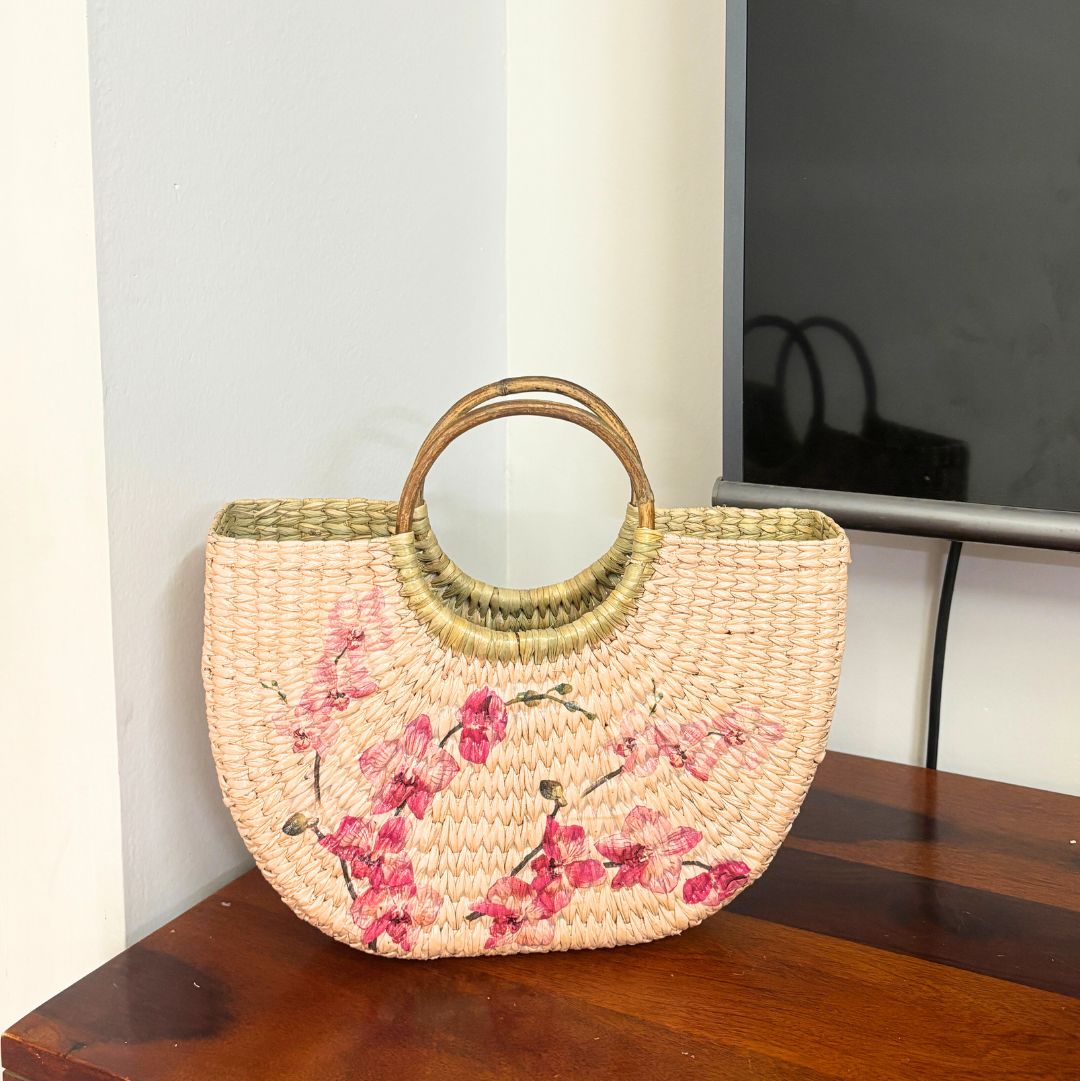 Champagne Peach Kauna Bag - Nagaland Natural Grass