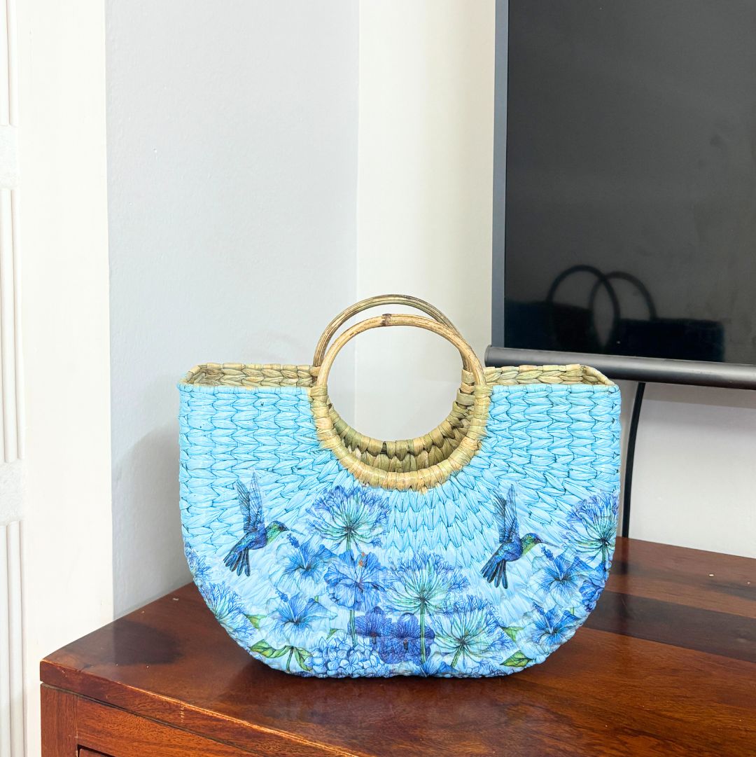 Blue Weaver Kauna Bag - Nagaland Natural Grass
