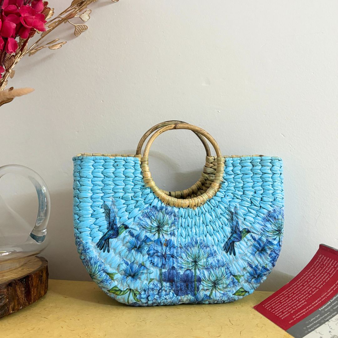 Blue Weaver Kauna Bag - Nagaland Natural Grass