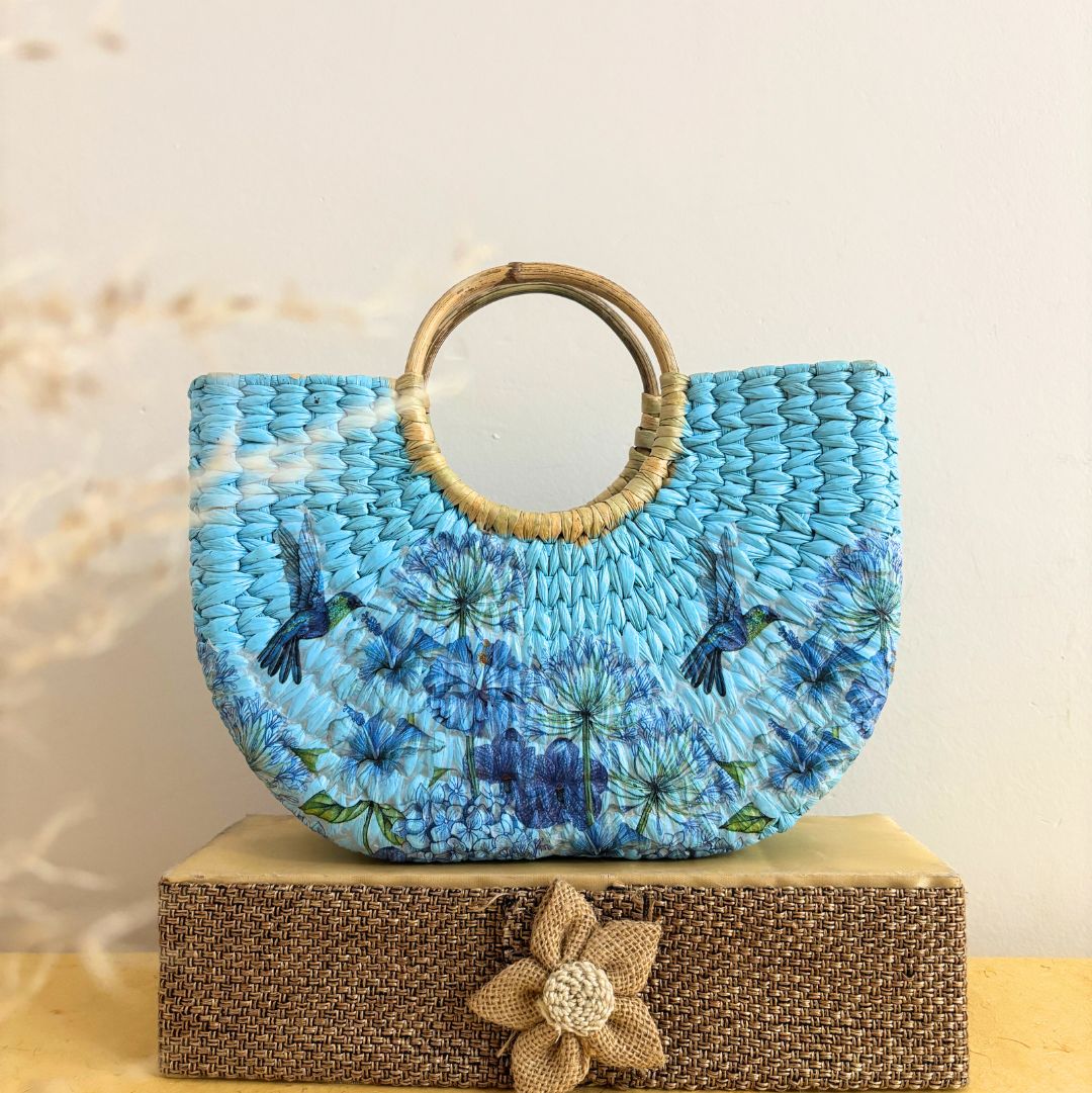 Blue Weaver Kauna Bag - Nagaland Natural Grass