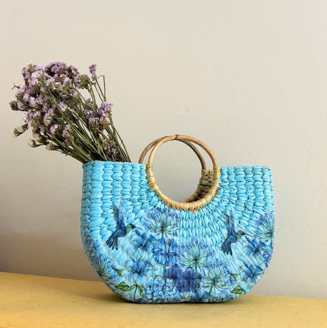 Blue Weaver Kauna Bag - Nagaland Natural Grass