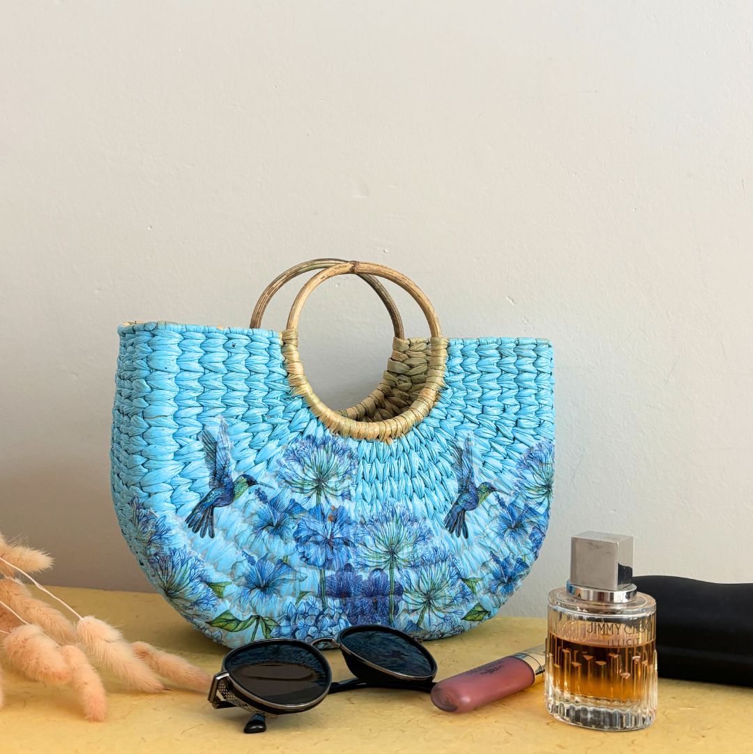 Blue Weaver Kauna Bag - Nagaland Natural Grass