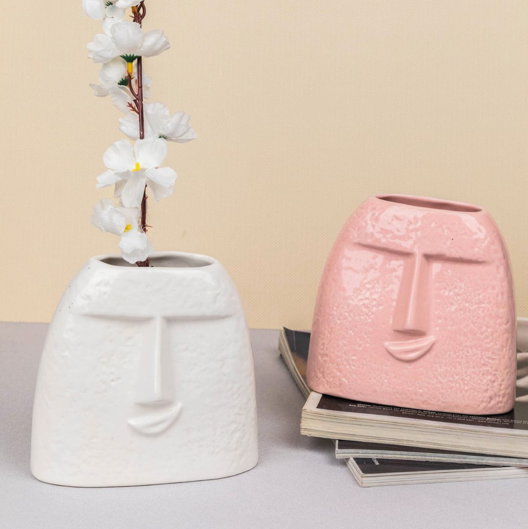 Smirk White Ceramic Vase