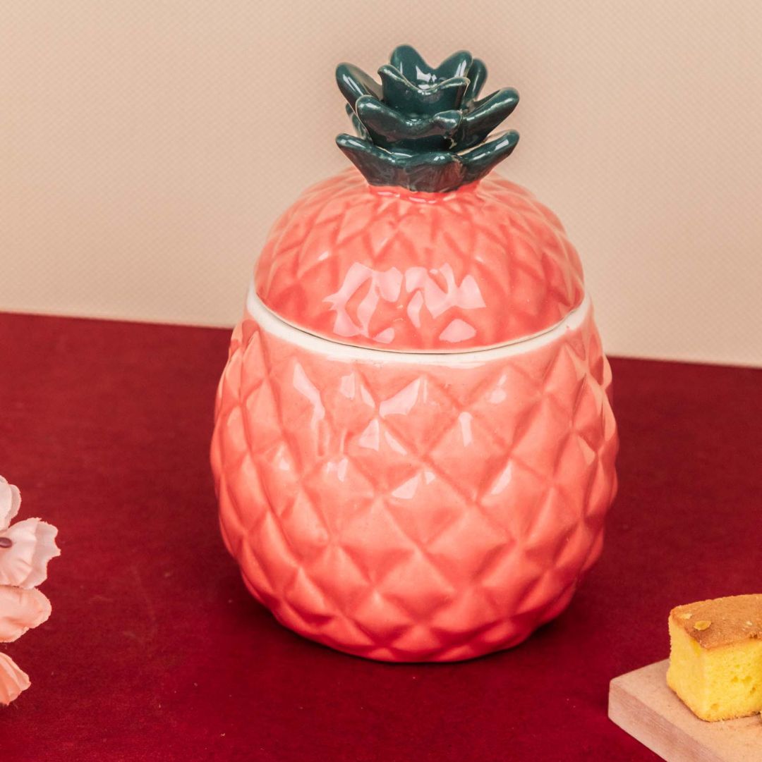 Pineapple Cookie Jar - Pink