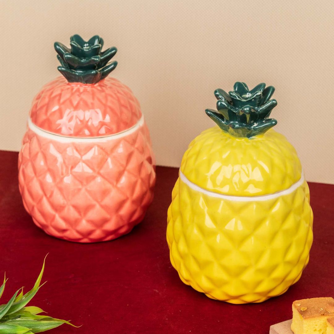Pineapple Cookie Jar - Pink
