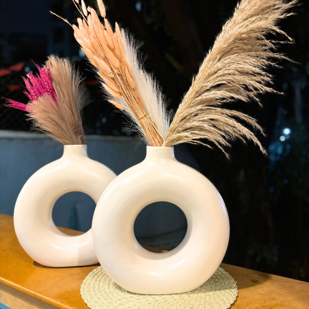 Halo Jumbo Donut Vase - Ceramic White | Modern Sculptural