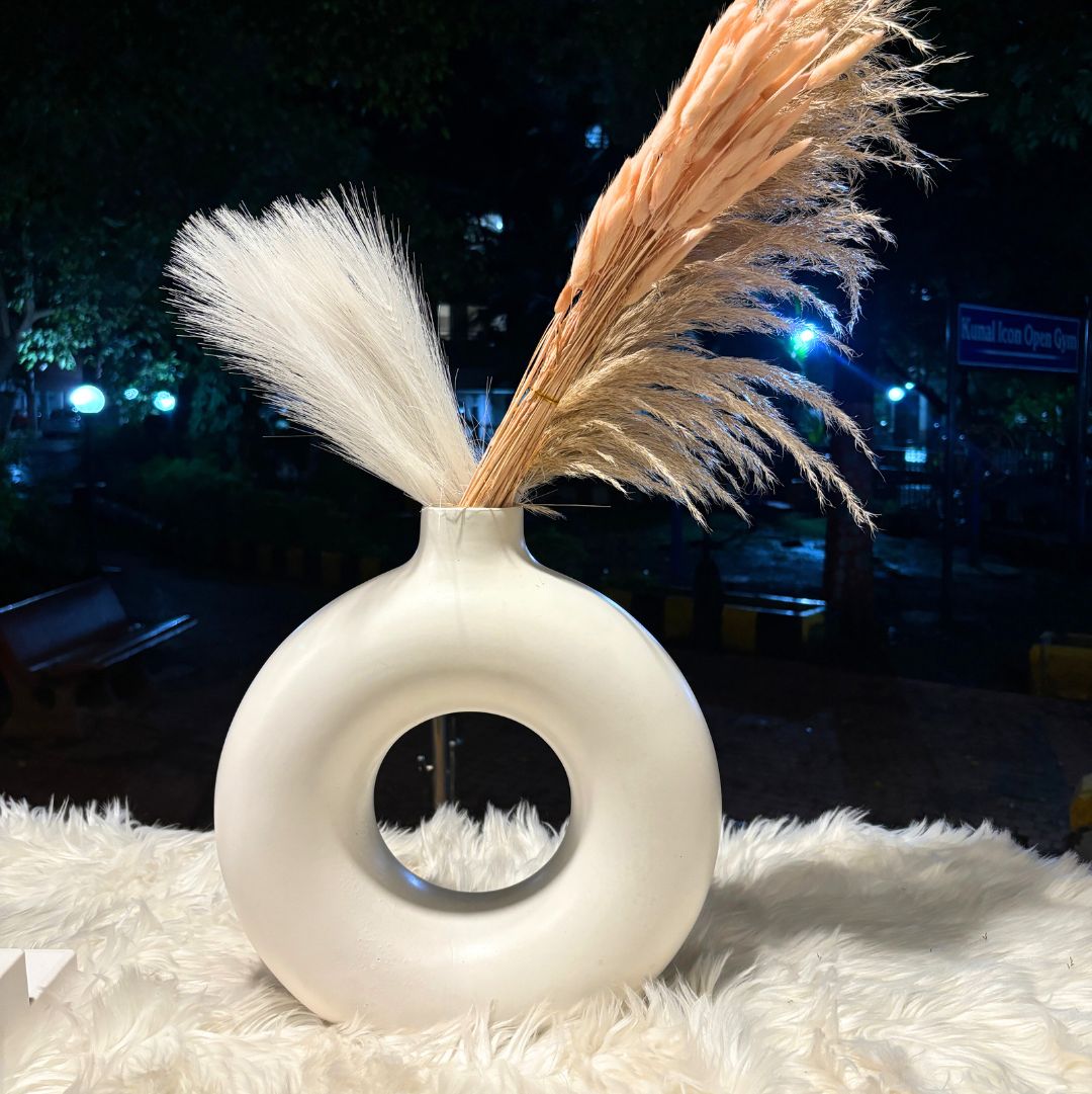 Halo Jumbo Donut Vase - Ceramic White | Modern Sculptural