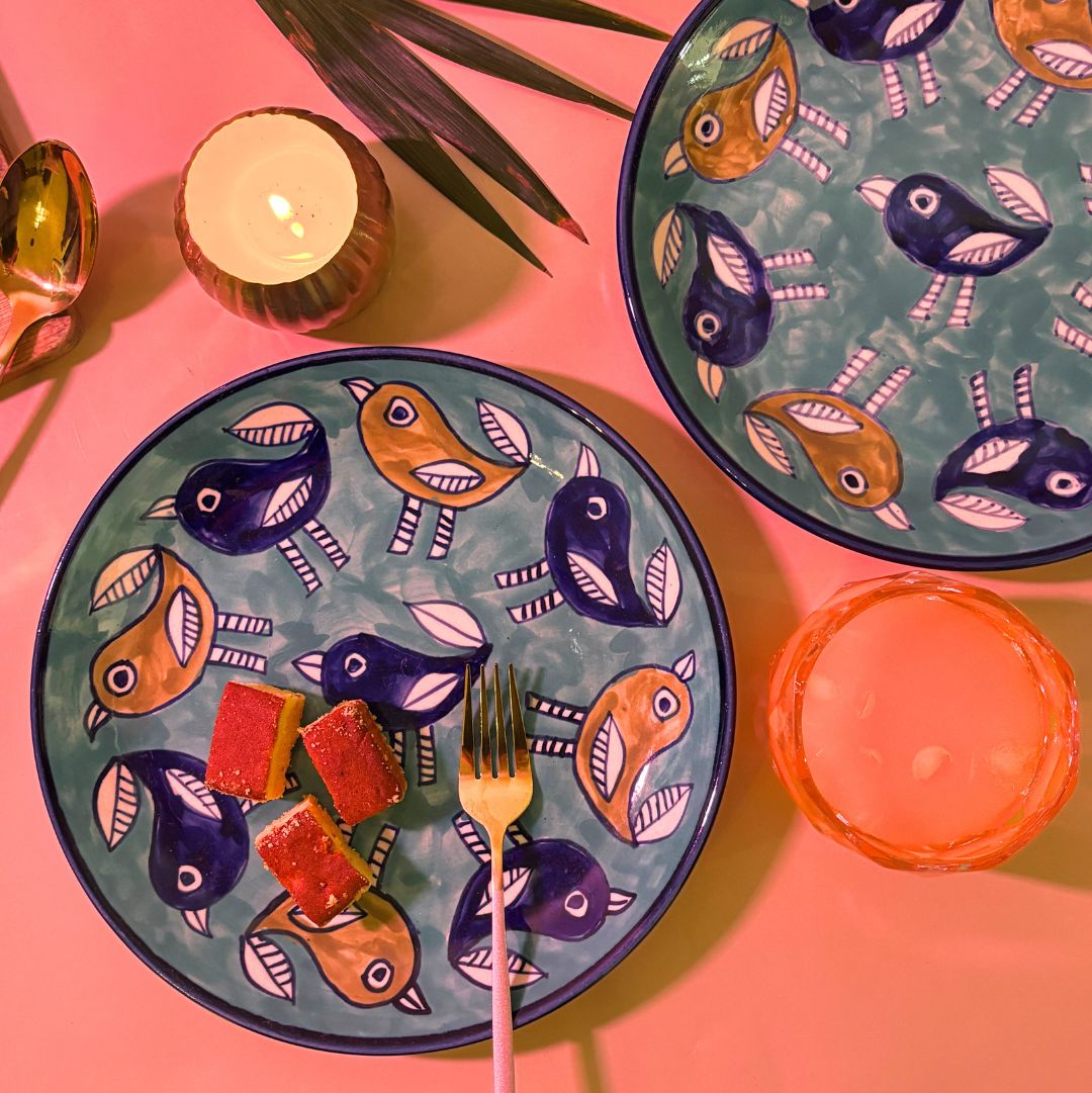 Chidiya Udd Handprinted Dinner Plate Set of 2