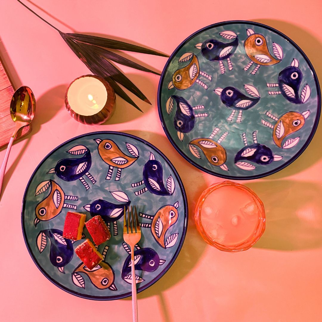 Chidiya Udd Handprinted Dinner Plate Set of 2
