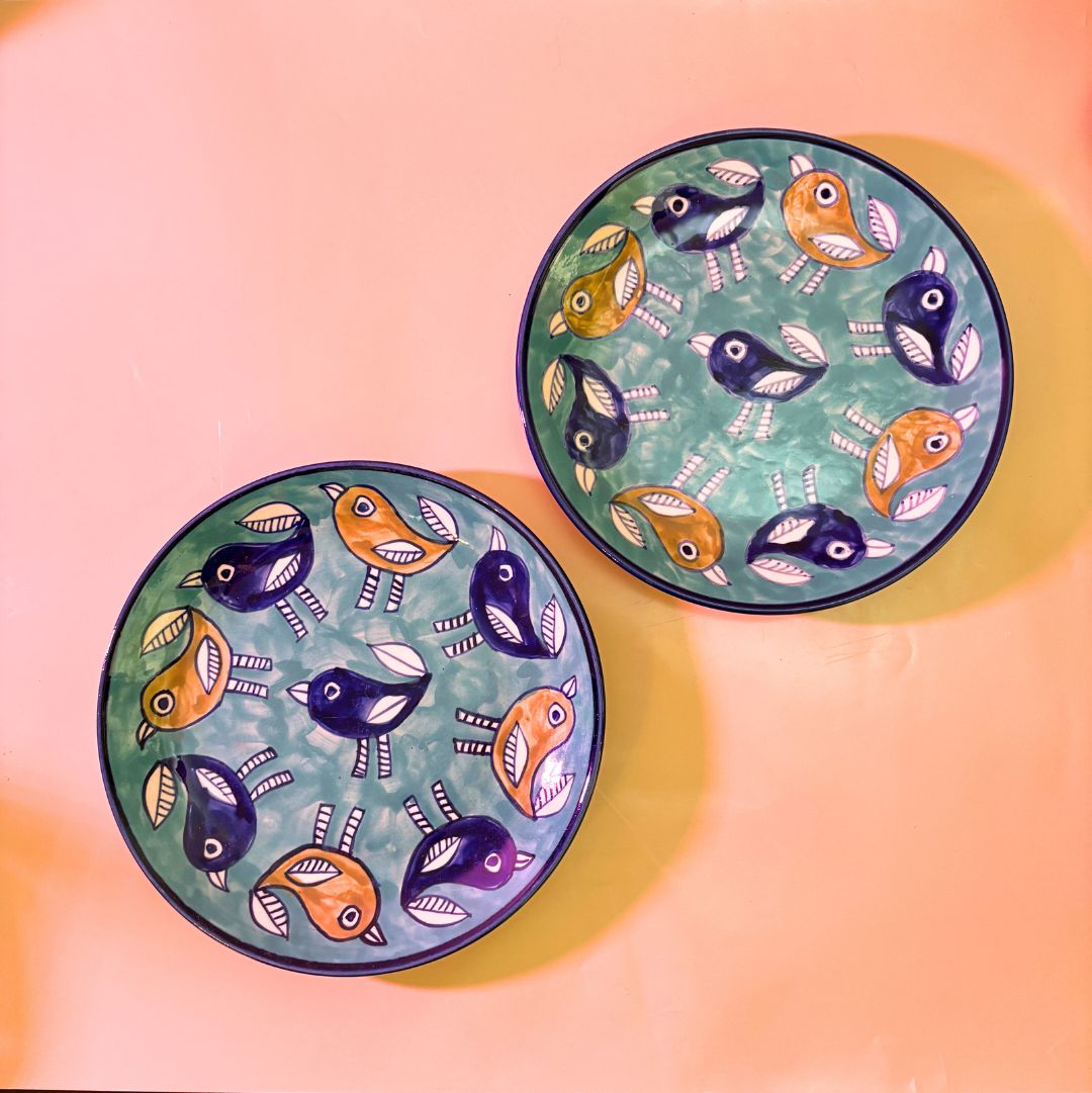 Chidiya Udd Handprinted Dinner Plate Set of 2
