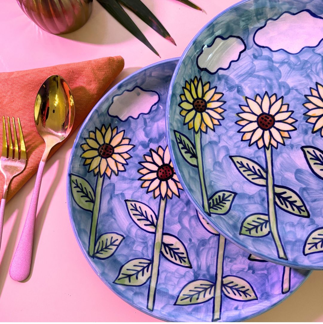 Suryamukhi handpainted dinner plate Set of 2