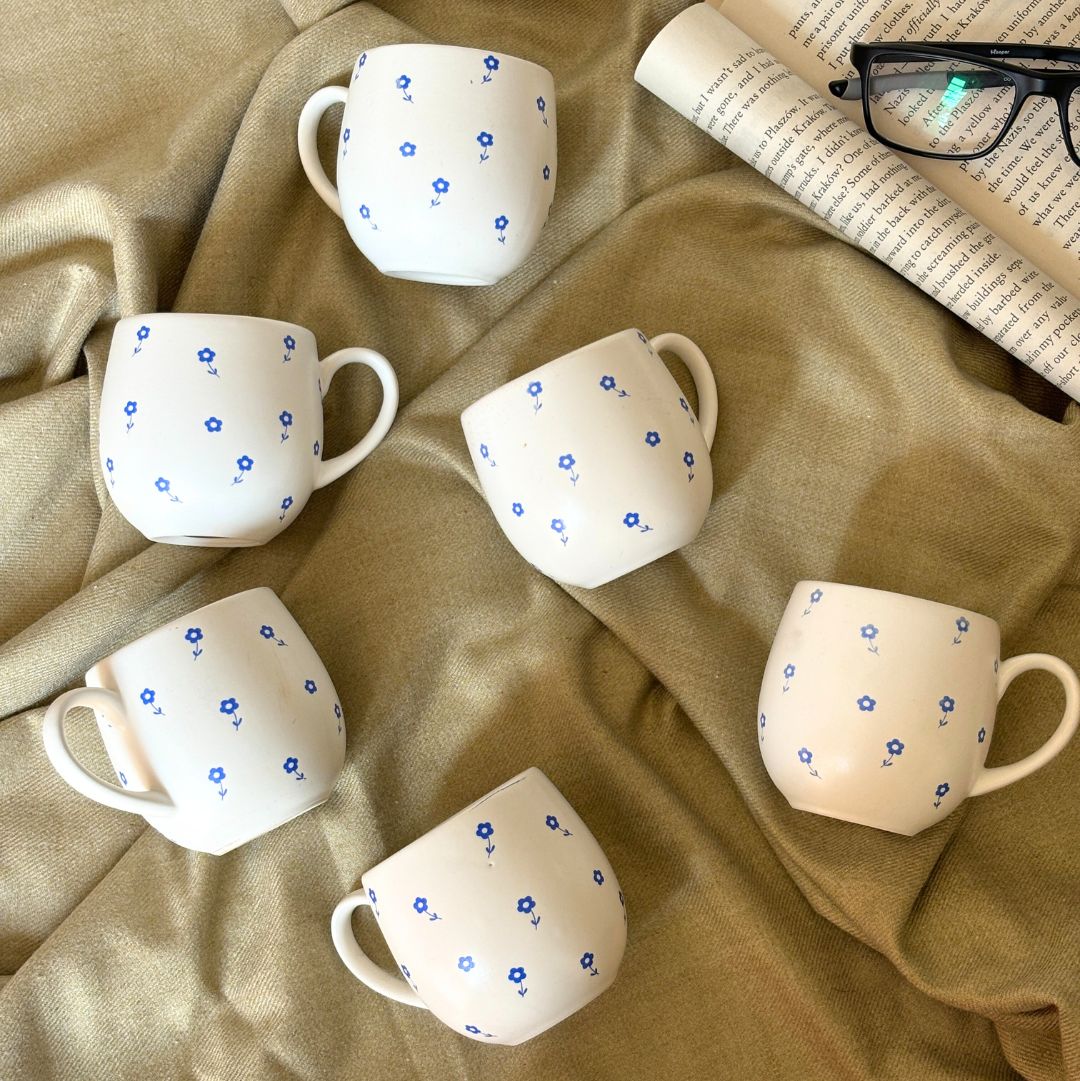 Blue Blossom Ceramic Mug Set