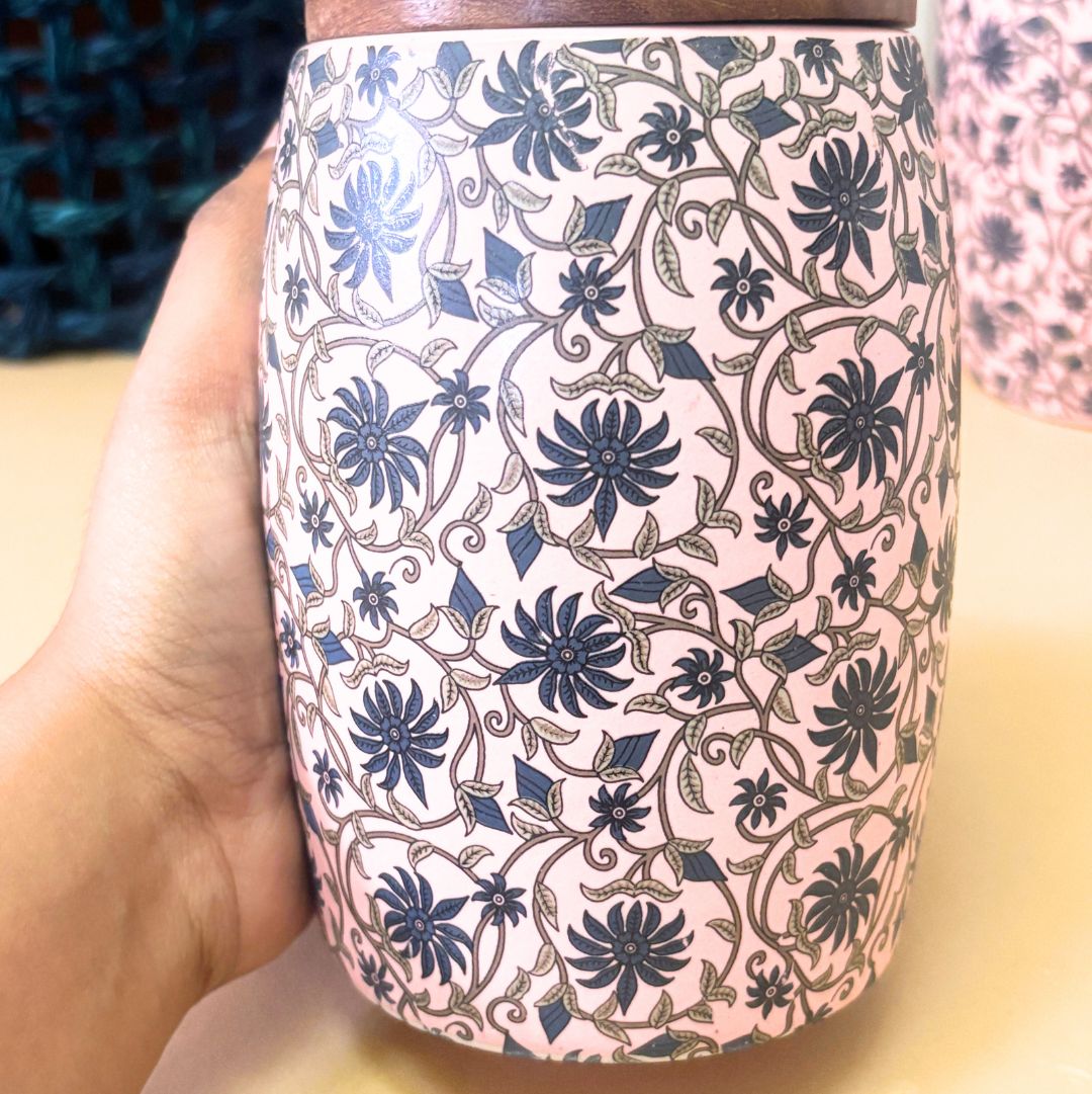 Pink Floral Ceramic Jar