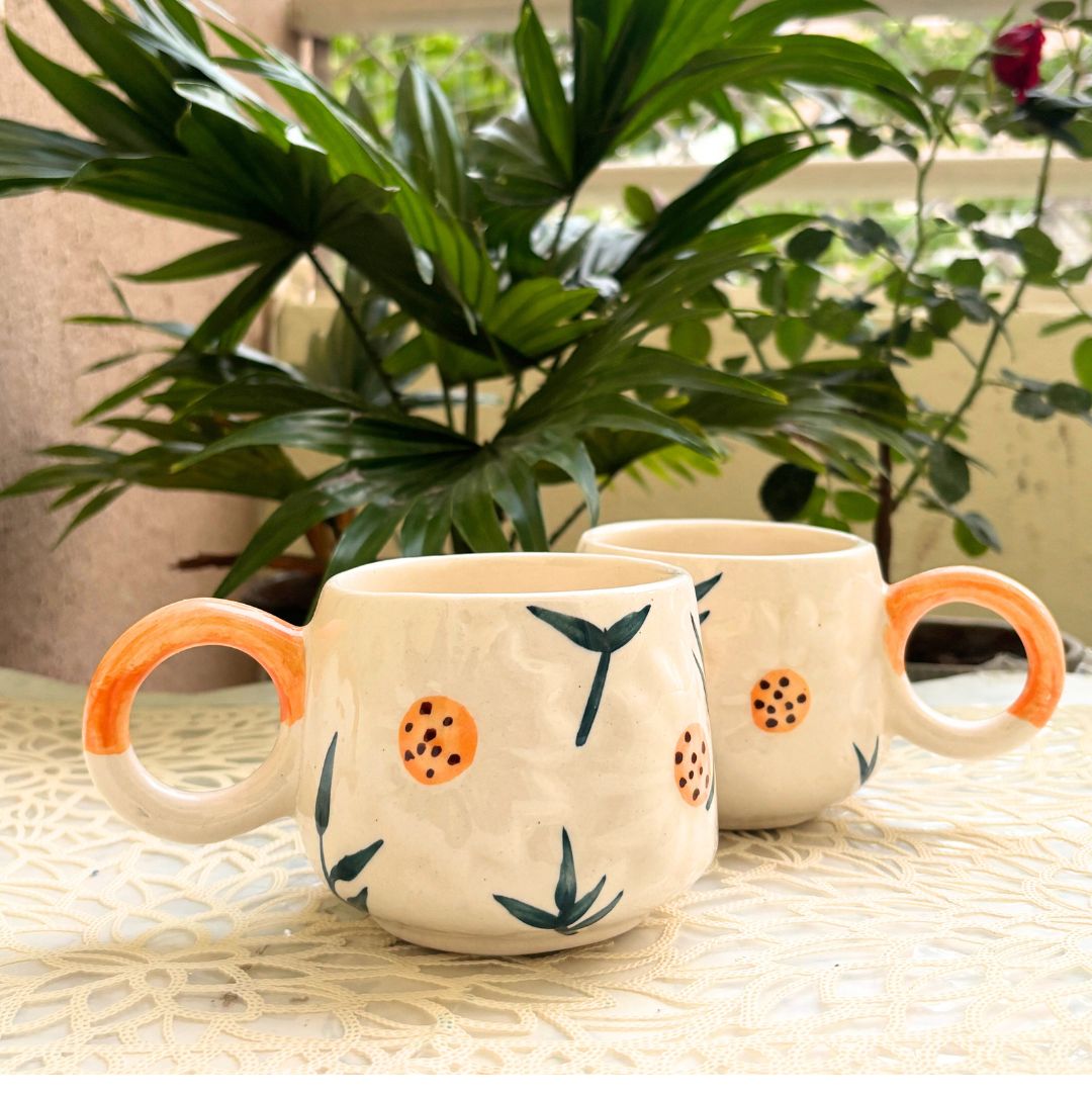 Blossom Sunflower Ceramic Mug - Hand-painted Tea & Coffee Mugs
