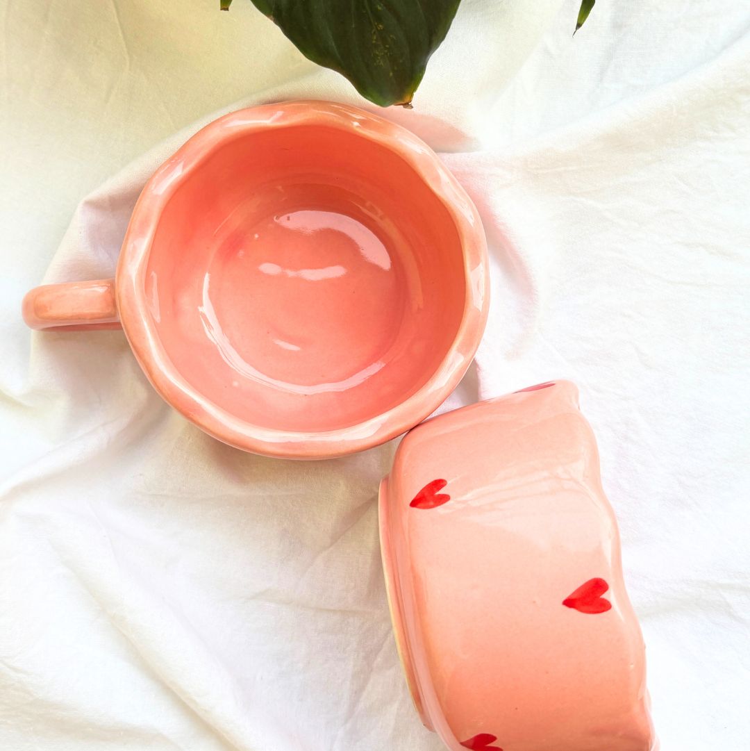 Rosy Pink Ceramic Soup Cup