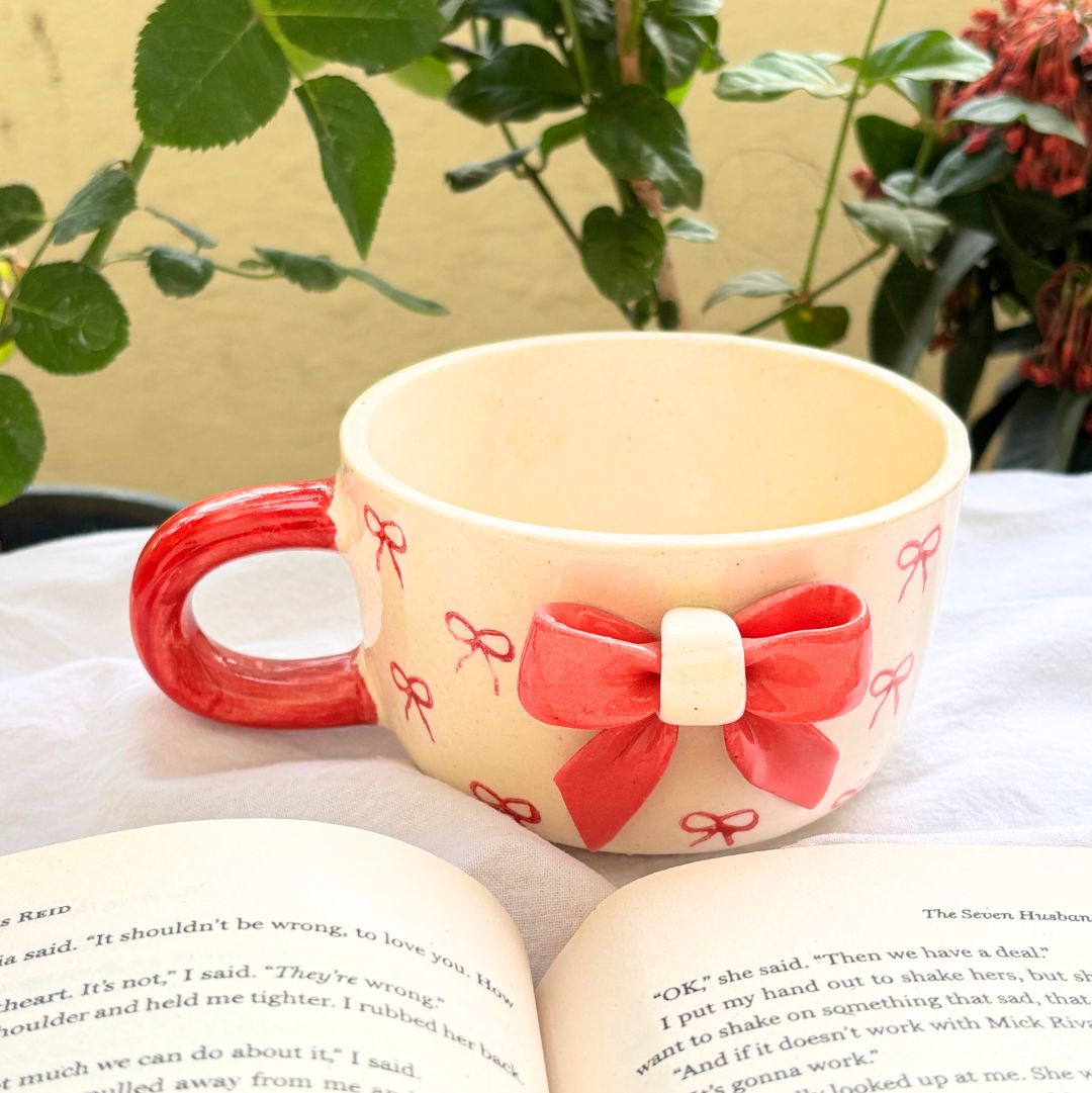 Crimson Bow Ceramic Soup/Coffee Cup